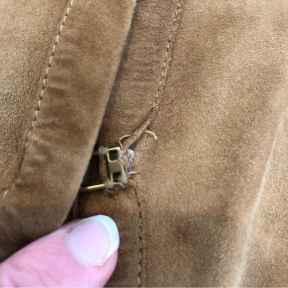 Maje caramel tan brown goat suede hook front popover top size 2 or US 6 - Picture 7 of 16
